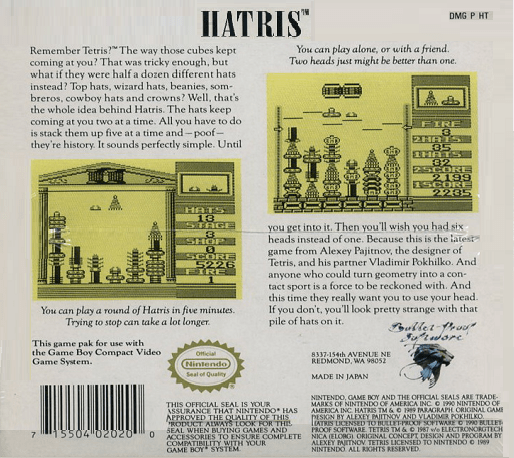 Hatris — Box back