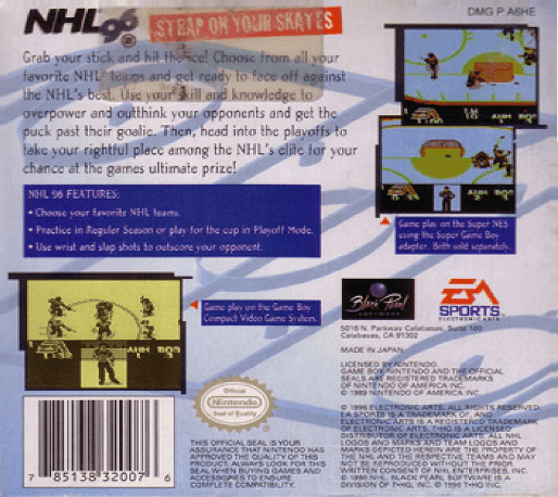 NHL '96 — Box back