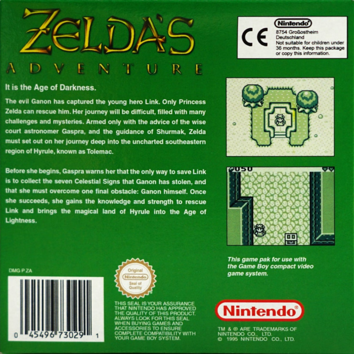 Zelda's Adventure (Homebrew) — Box back