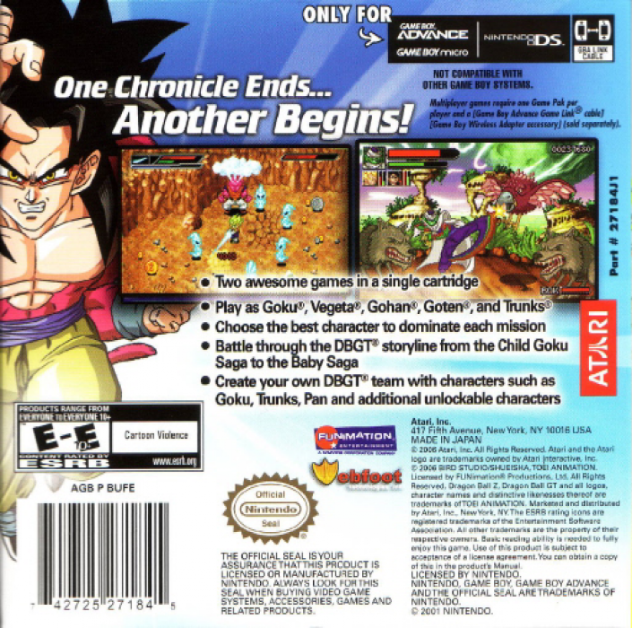 2 Games In 1! - Dragon Ball Z - Buu's Fury + Dragon Ball Gt - Transformation — Box back