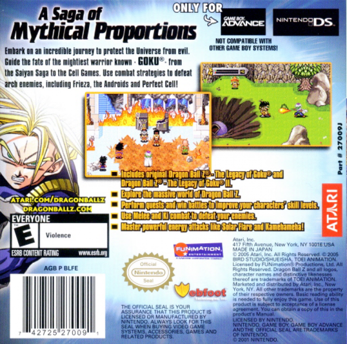 2 Games in 1 - Dragon Ball Z - The Legacy of Goku I & II — Box back
