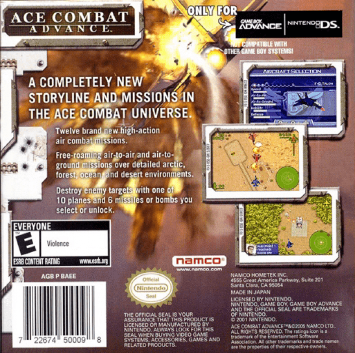 Ace Combat Advance — Box back