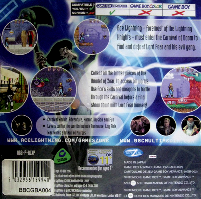 Ace Lightning — Box back