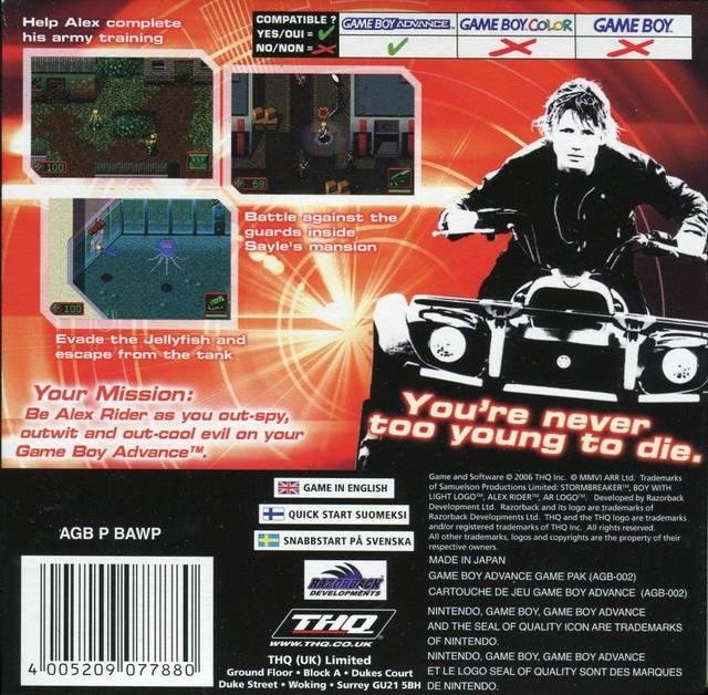 Alex Rider : Stormbreaker — Box back