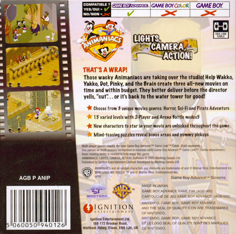 Animaniacs : Lights, Camera, Action! — Box back