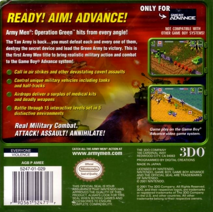 Army Men : Operation Green — Box back