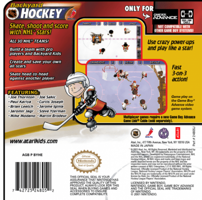 Backyard Hockey — Box back