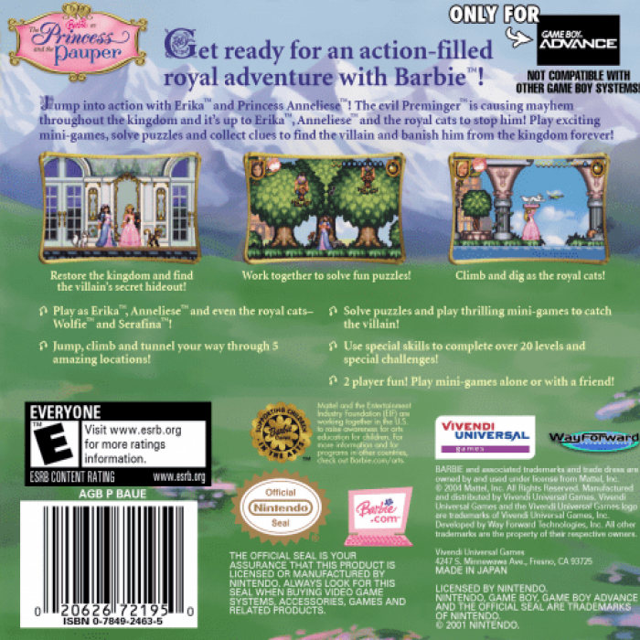 Barbie - The Princess and the Pauper — Box back