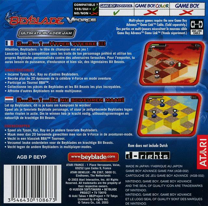 Beyblade V-Force : Ultimate Blader Jam — Box back