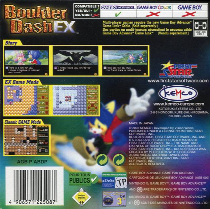Boulder Dash EX — Box back