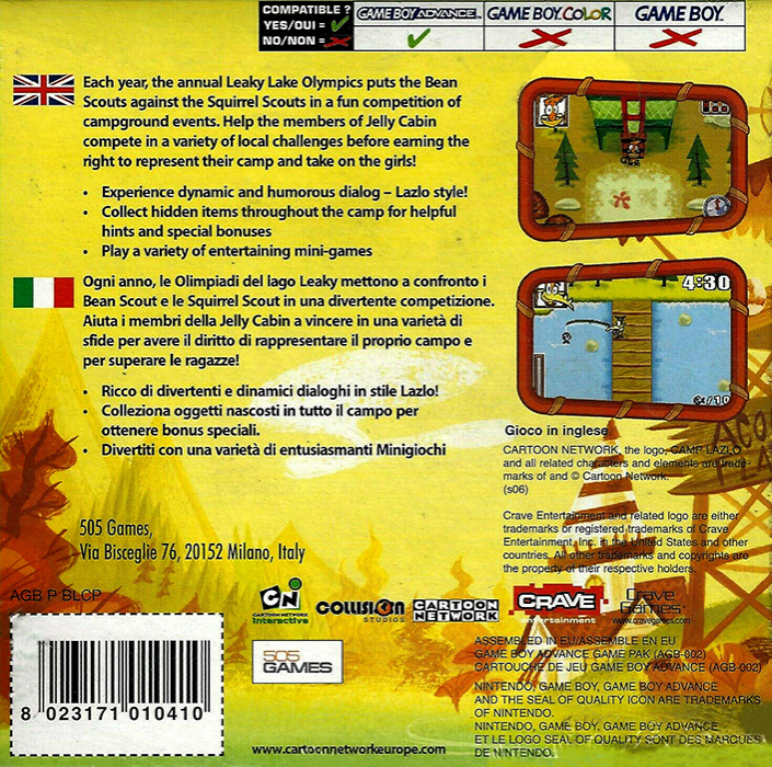 Camp Lazlo : Leaky Lake Games — Box back