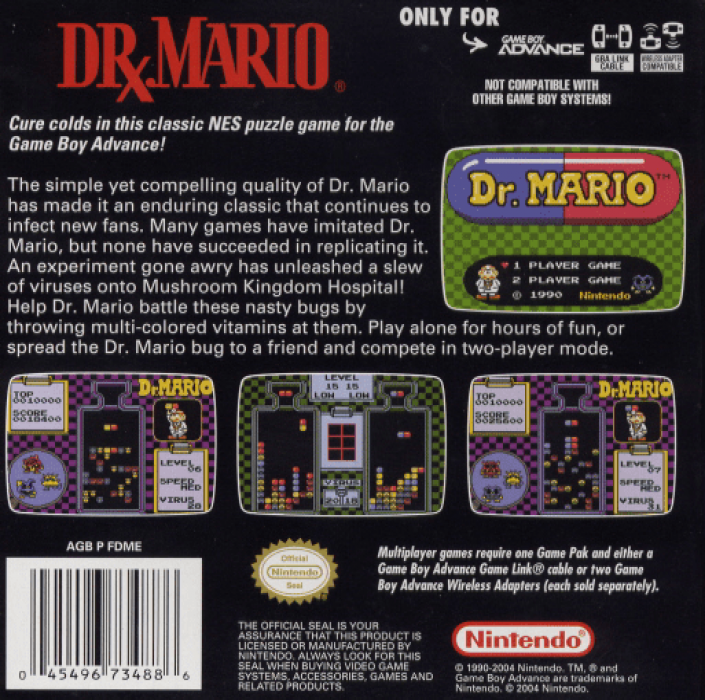 Classic NES Series : Dr. Mario — Box back