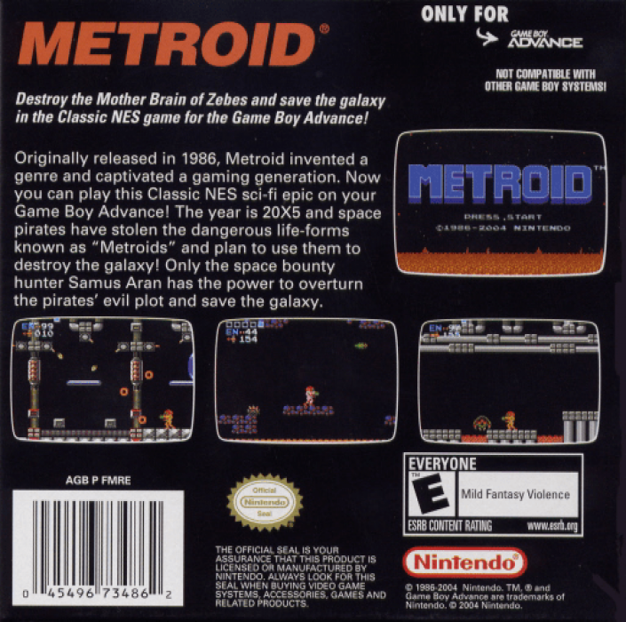 Classic NES Series : Metroid — Box back
