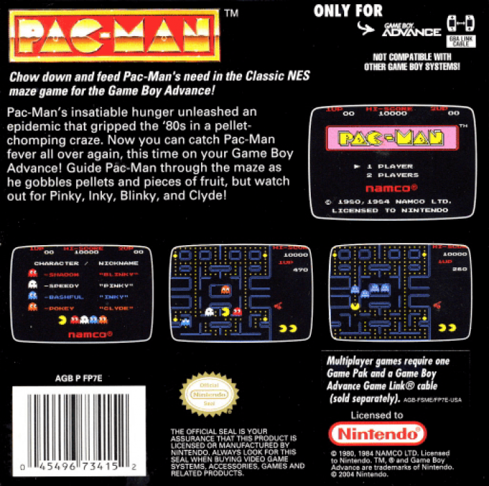 Classic NES Series : Pac-Man — Box back