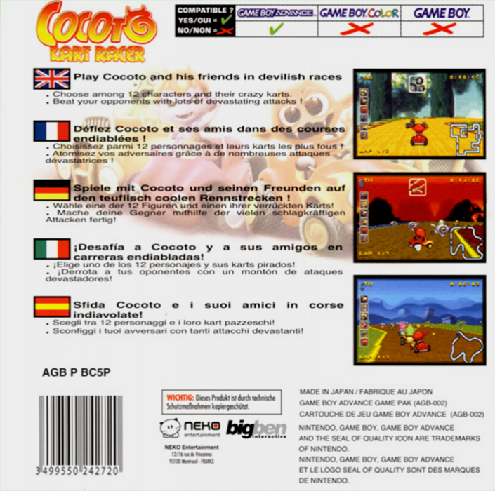 Cocoto Kart Racer — Box back