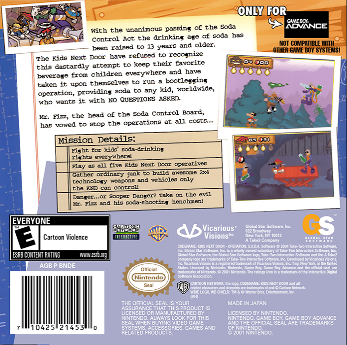 Codename : Kids Next Door, Operation S.O.D.A. — Box back