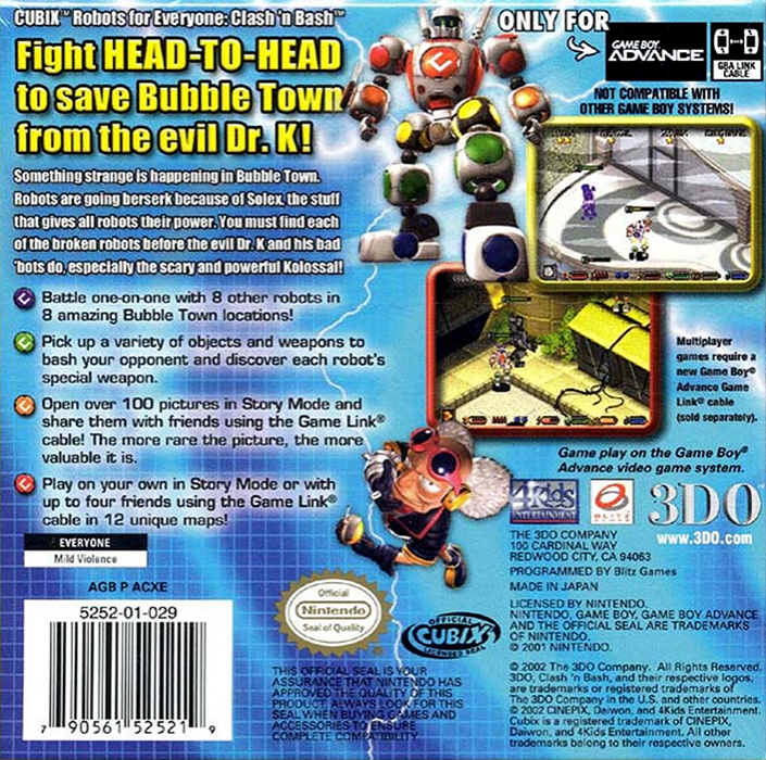 Cubix : Robots for Everyone, Clash 'N Bash — Box back