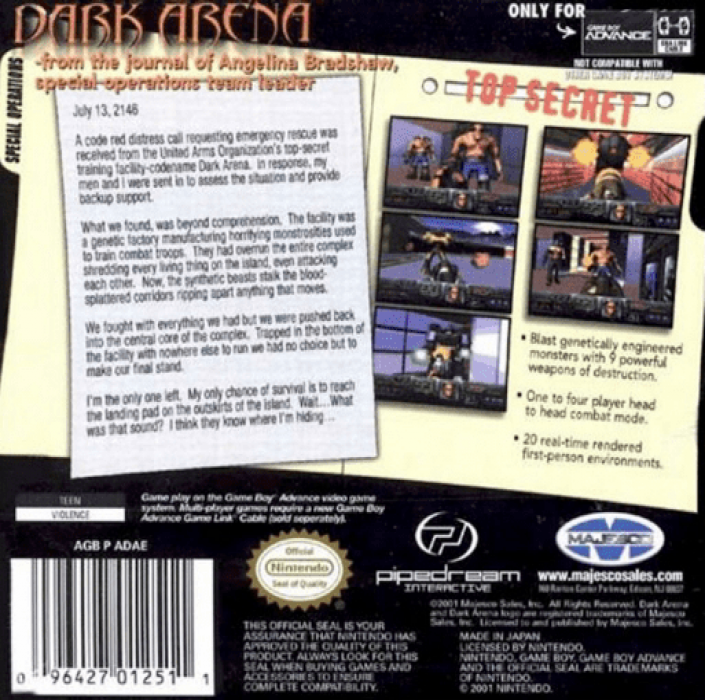 Dark Arena — Box back