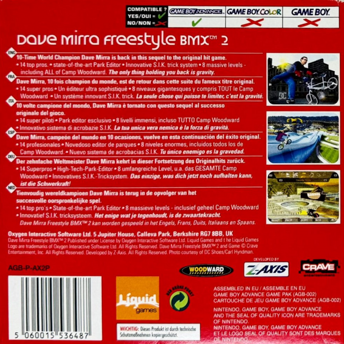 Dave Mirra Freestyle BMX 2 — Box back