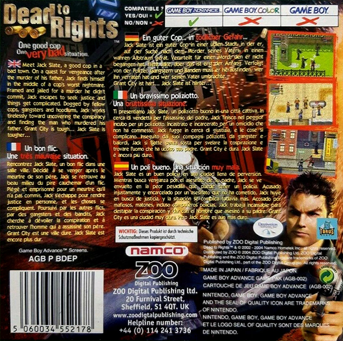 Dead to Rights — Box back