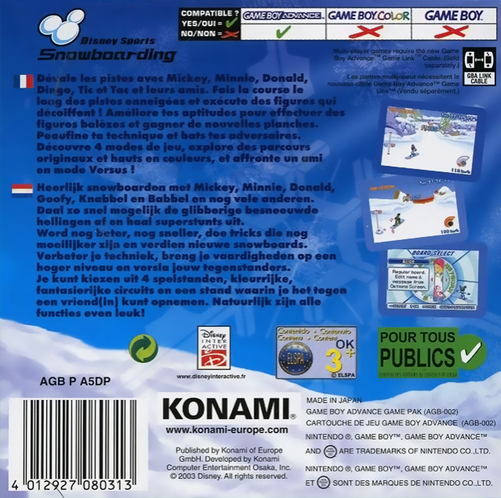 Disney Sports : Snowboarding — Box back