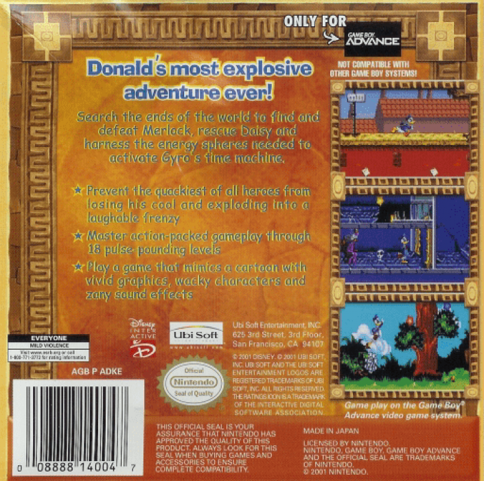Donald Duck Advance — Box back