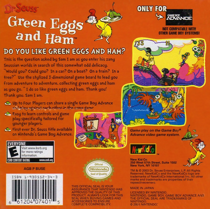Dr. Seuss : Green Eggs and Ham — Box back