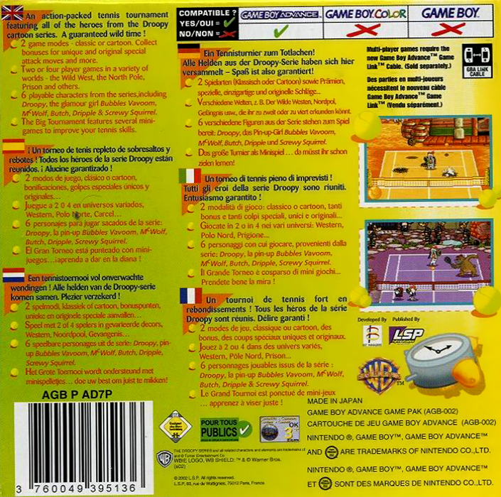 Droopy's Tennis Open — Box back