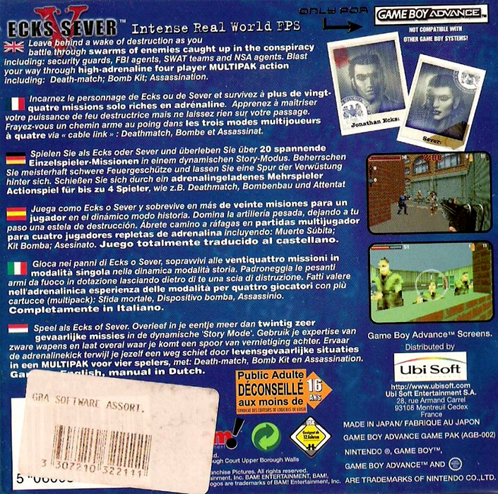 Ecks V Sever — Box back
