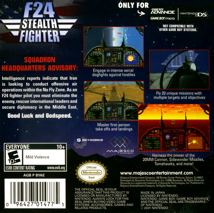 F24 Stealth Fighter — Box back