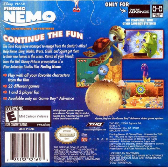 Finding Nemo: The Continuing Adventures — Box back