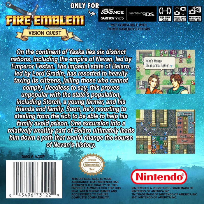 Fire Emblem : Vision Quest — Box back