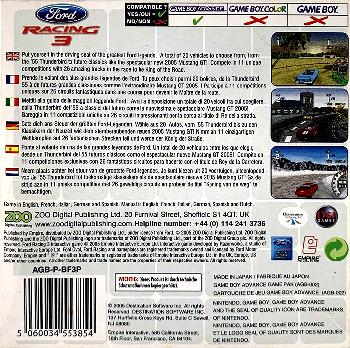 Ford Racing 3 — Box back