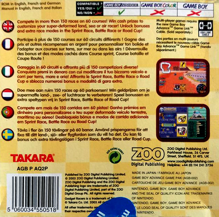 Gadget Racers — Box back