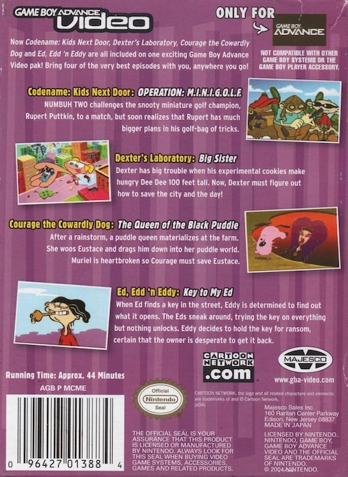 Game Boy Advance Video : Cartoon Network Collection, Limited Edition — Box back