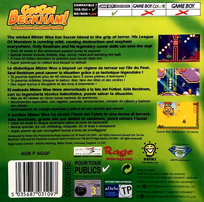 Go! Go! Beckham! : Adventure on Soccer Island — Box back