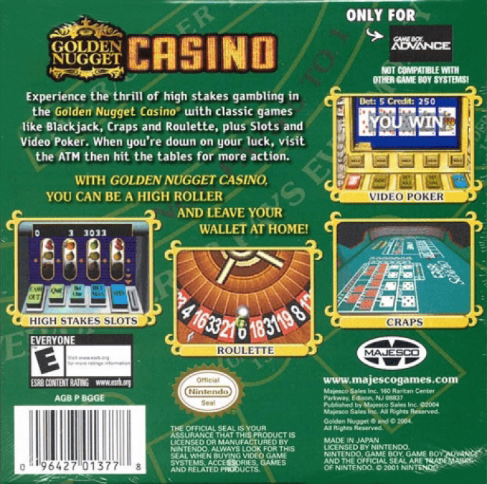 Golden Nugget Casino — Box back