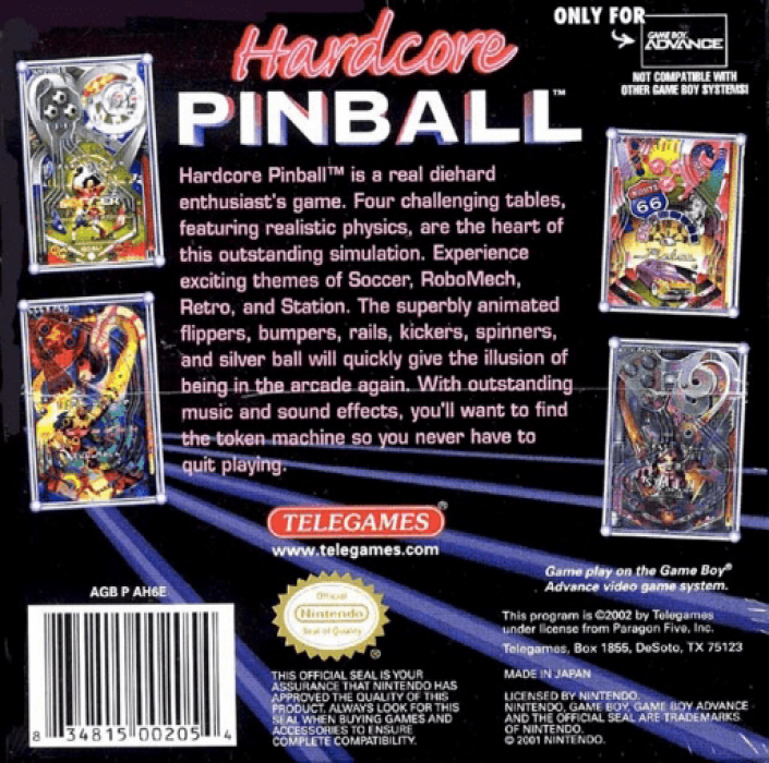 Hardcore Pinball — Box back