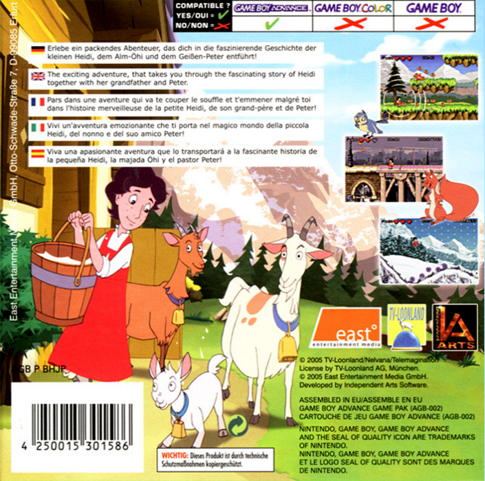 Heidi : The Game — Box back
