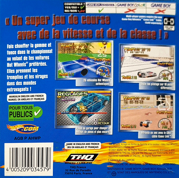 Hot Wheels : Burnin' Rubber — Box back
