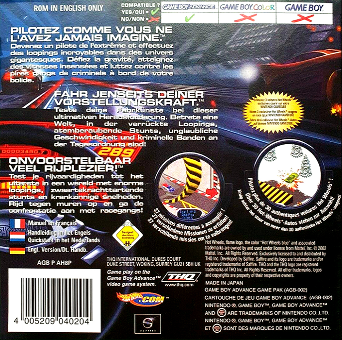Hot Wheels : Velocity X — Box back