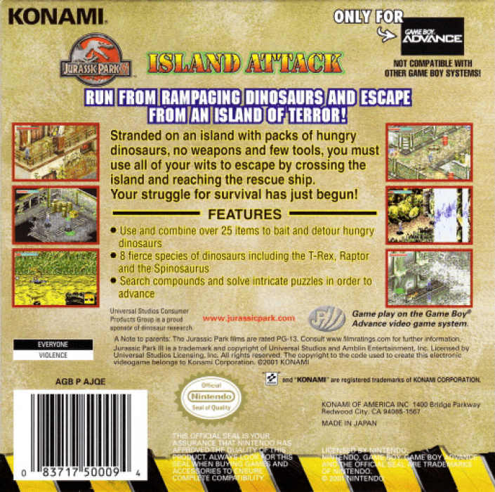 Jurassic Park III : Island Attack — Box back