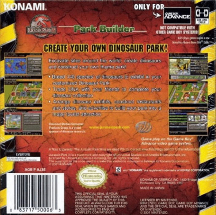 Jurassic Park III : Park Builder — Box back