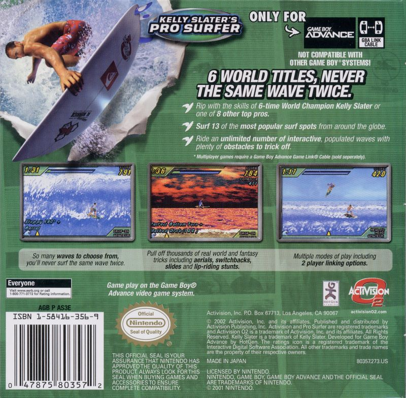 Kelly Slater's Pro Surfer — Box back