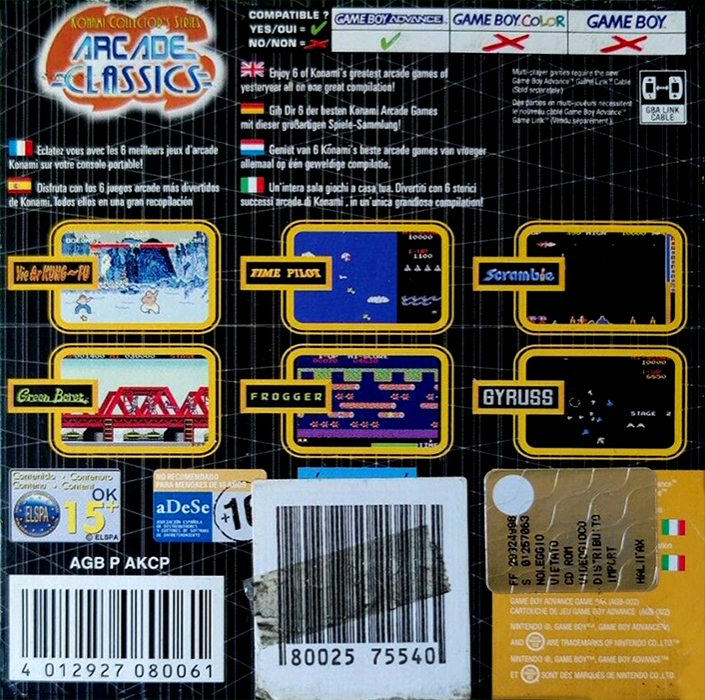 Konami Collector's Series : Arcade Classics — Box back