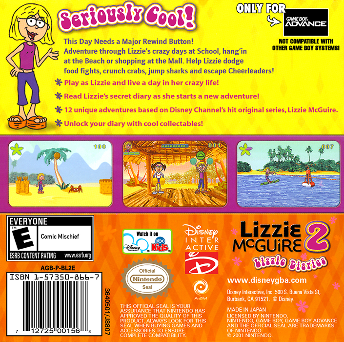 Lizzie McGuire 2 : Lizzie Diaries — Box back