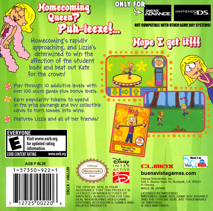 Lizzie McGuire 3 : Homecoming Havoc — Box back