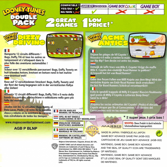 Looney Tunes: Double Pack - Dizzy Driving / Acme Antics — Box back