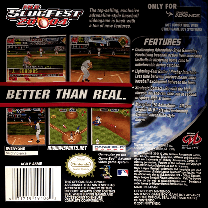 MLB SlugFest 20-04 — Box back