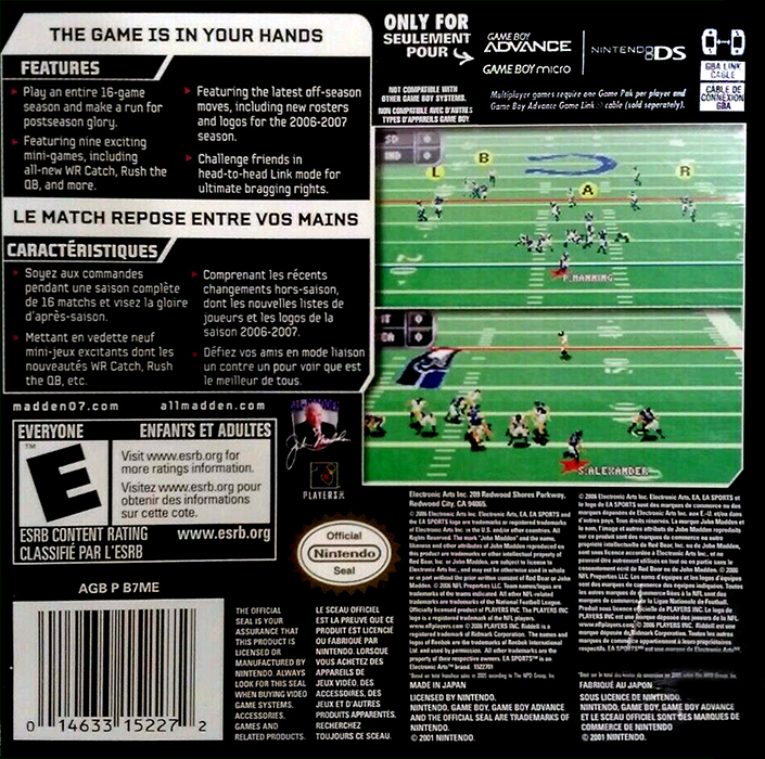 Madden NFL 07 — Box back